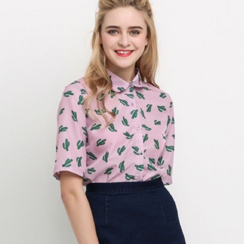 Novelty cactus print top